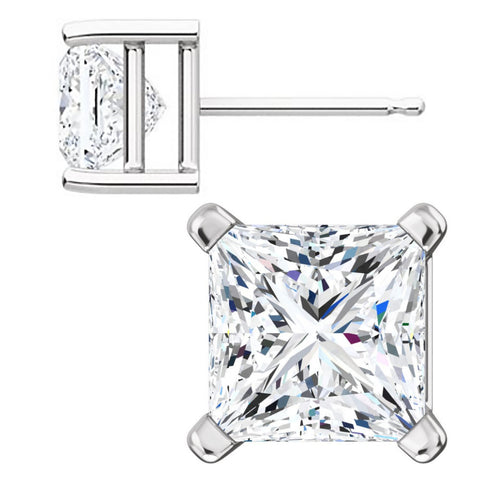 Kendra: 6mm, 2.6ct Princess Cut Russian CZ Basket Set Stud Earrings - 1000Jewels.com