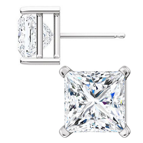 Kendra: 7mm, 4.0ct Princess Cut Ice on Fire CZ Basket Set Stud Earrings - 1000Jewels.com