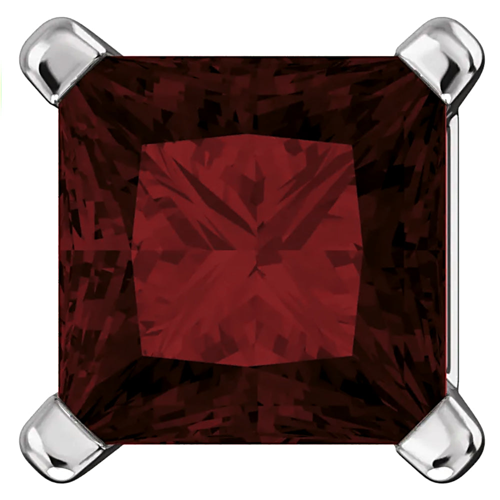 Princess Cut Garnet Ice CZ Basket Set Sterling Silver Stud Earrings - 1000Jewels.com