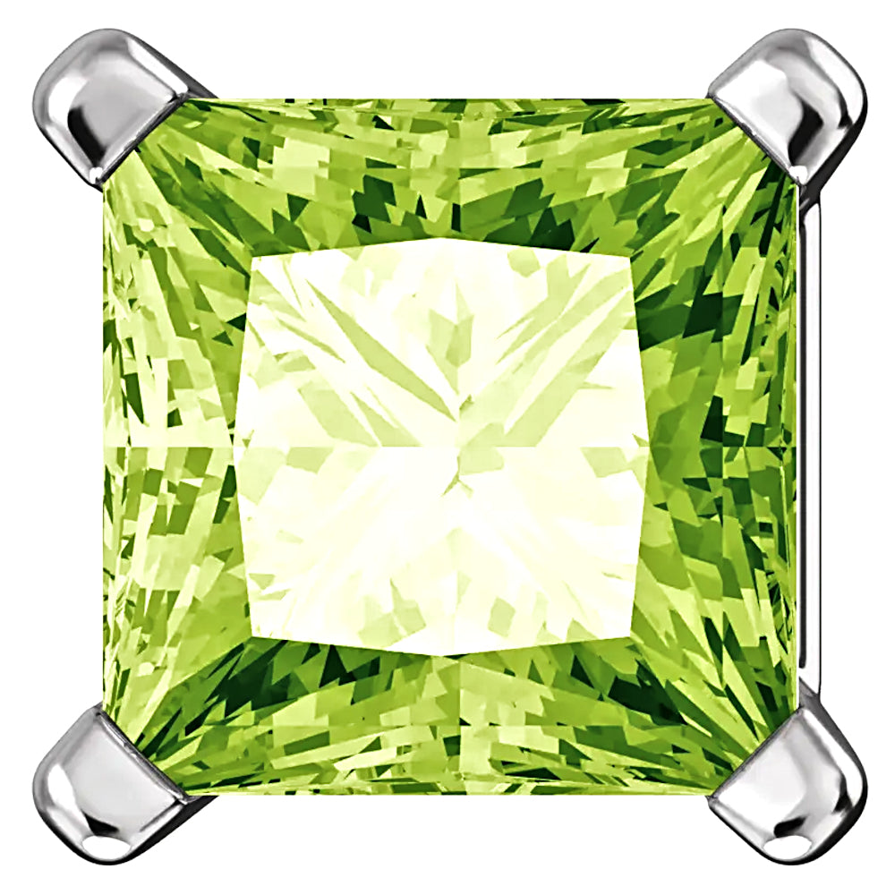 Princess Cut Peridot Ice CZ Basket Set Sterling Silver Stud Earrings - 1000Jewels.com