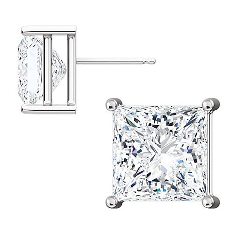 Kendra: 9mm, 8.8ct Princess Cut Russian CZ Basket Set Stud Earrings - 1000Jewels.com