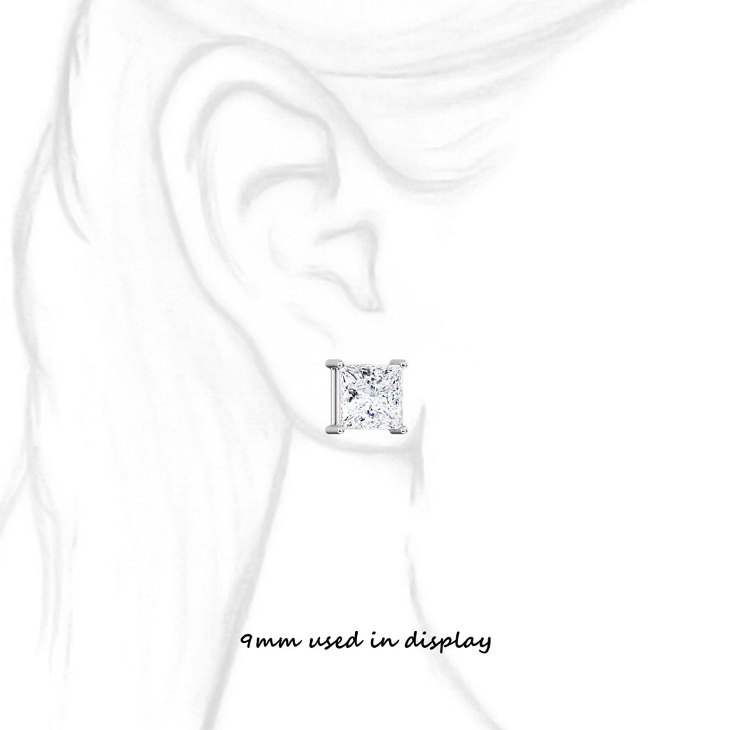 Kendra: 9mm, 8.8ct Princess Cut Russian CZ Basket Set Stud Earrings - 1000Jewels.com