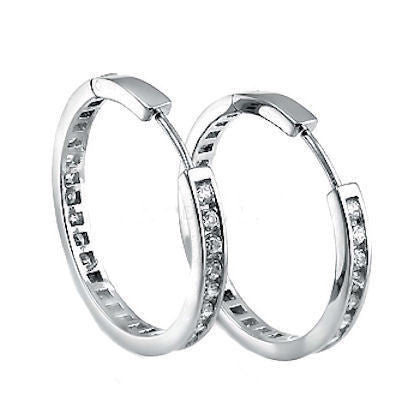 30mm Russian CZ Eternity Hoop Earrings 925 Silver, 2.9 cts - 1000Jewels.com