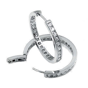 30mm Russian CZ Eternity Hoop Earrings 925 Silver, 2.9 cts - 1000Jewels.com