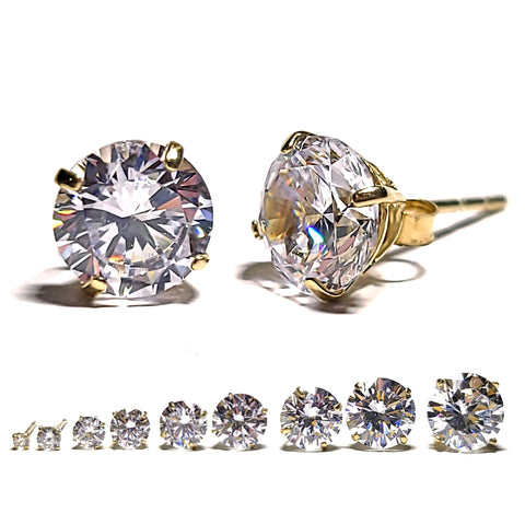 Genesis: Ice on Fire CZ Wire Basket Stud Earrings 14K Yellow Gold - 1000Jewels.com