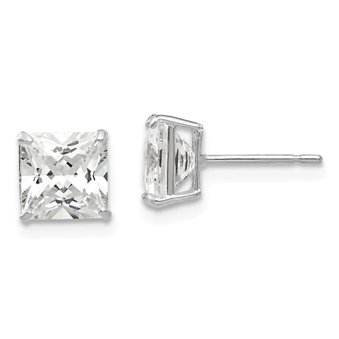 Genesis: Princess Cut Ice on Fire CZ Wire Basket Earrings 14K White Gold - 1000Jewels.com