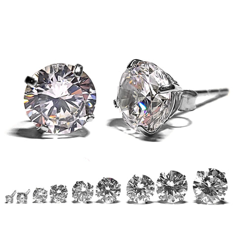 Genesis: Ice on Fire CZ Wire Basket Stud Earrings 14K White Gold - 1000Jewels.com