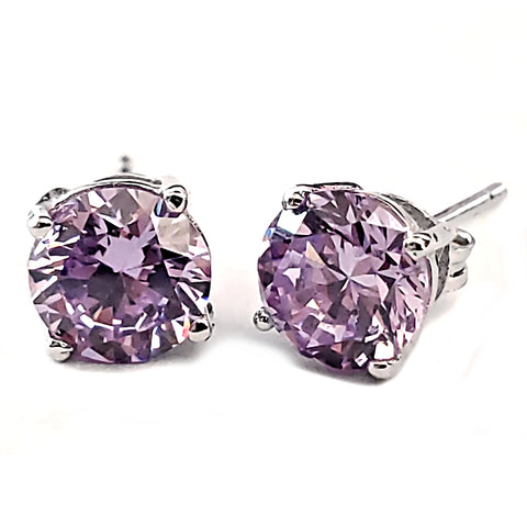 1000 Jewels Brilliant Cut Simulated Alexandrite Ice CZ Silver Stud Earrings - 1000Jewels.com