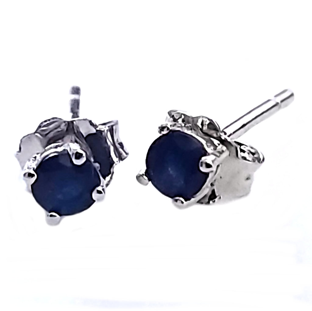 1000 Jewels Brilliant Cut Simulated Sapphire Silver Stud Earrings - 1000Jewels.com