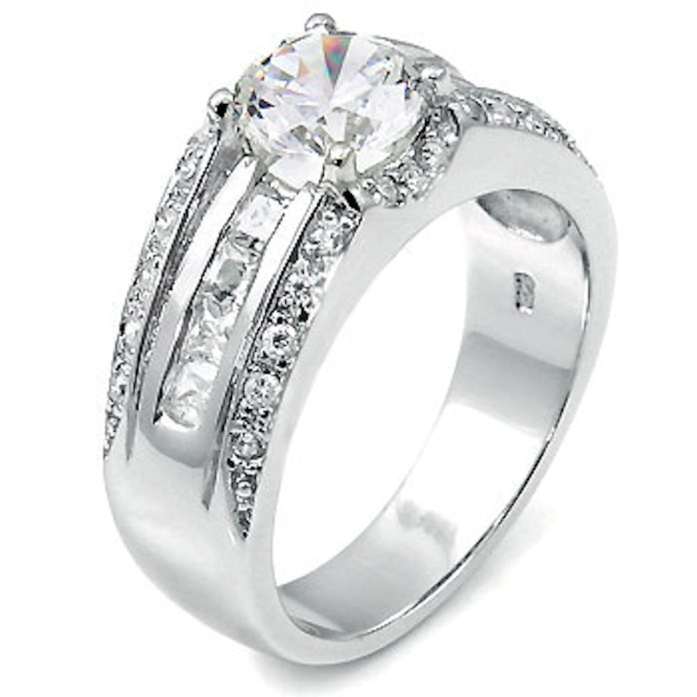 Richard: 8mm Round IOF CZ & Princess Cut IOF CZ Man Ring 925 Sterling Silver - 1000Jewels.com