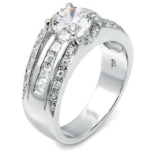 Richard: 8mm Round IOF CZ & Princess Cut IOF CZ Man Ring 925 Sterling Silver - 1000Jewels.com