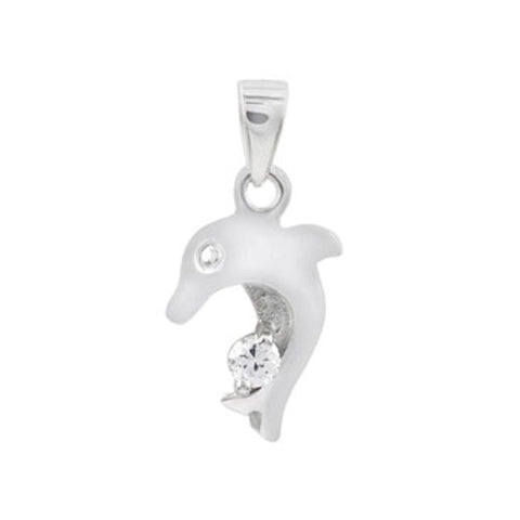 10mm Ice on Fire CZ Dolphin Pendant 925 Sterling Silver - 1000Jewels.com