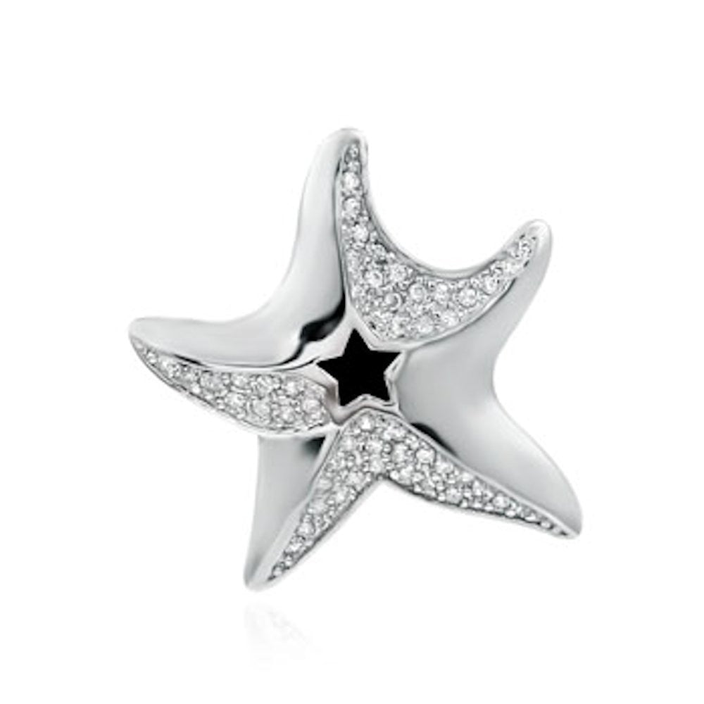 28mm Russian Ice CZ Starfish Pendant 925 Sterling Silver - 1000Jewels.com