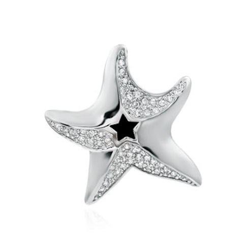 28mm Russian Ice CZ Starfish Pendant 925 Sterling Silver - 1000Jewels.com