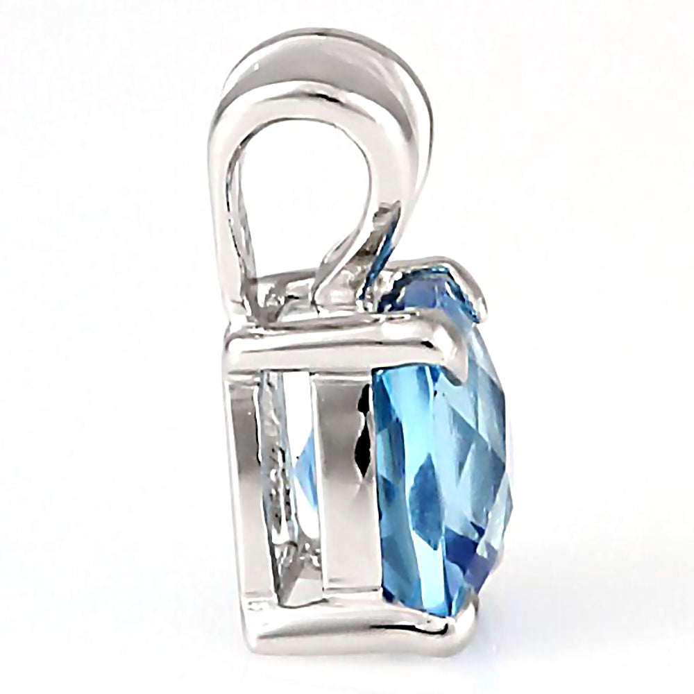 Elena: 3.2ct Cushion Cut Blue Topaz Crystal Solitaire Pendant Silver - 1000Jewels.com