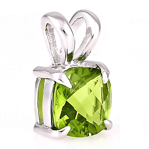Teanna: 3.2ct Cushion Cut Peridot Crystal Solitaire Pendant 925 Silver - 1000Jewels.com