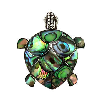 Terry: Abalone Shell Turtle Pin or Slide Pendant 925 Sterling Silver - 1000Jewels.com