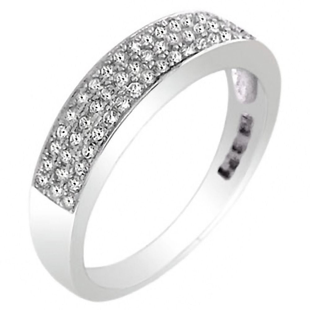 Addison: 0.63ct Russian IOF CZ 3 Lines Micro Pave Semi Eternity Band - 1000Jewels.com