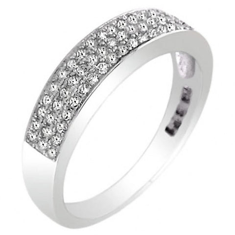 Addison: 0.63ct Russian IOF CZ 3 Lines Micro Pave Semi Eternity Band - 1000Jewels.com