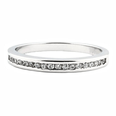Lakoda B: Stackable Russian Ice CZ Semi Eternity Wedding Band Ring - 1000Jewels.com