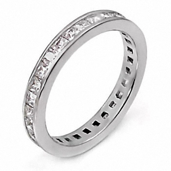 Kenda: Stackable 1.60ct Russian Ice CZ Princess Cut Eternity Band Ring - 1000Jewels.com