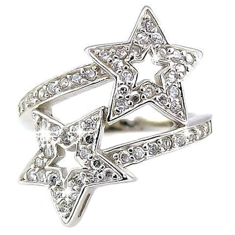 Galaxy: Shooting Stars Simulated Diamond CZ Designer Crossover Ring - 1000Jewels.com