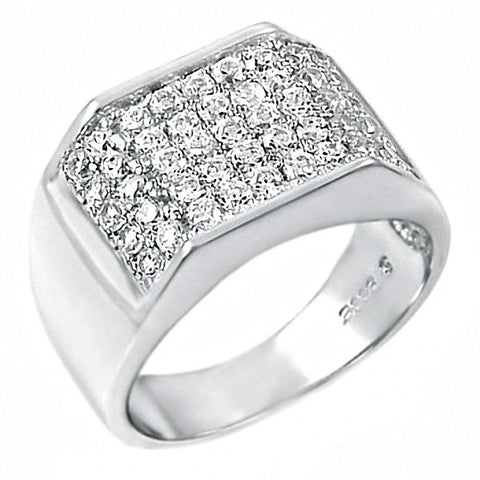 Mens Sterling Silver 5 Row 1.35 carat Russian Ice CZ Pave Bling Ring - 1000Jewels.com