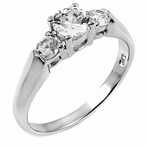 Tracy: 0.75ct Brilliant Russian IOF CZ 3 Stone Promise Engagement Ring - 1000Jewels.com