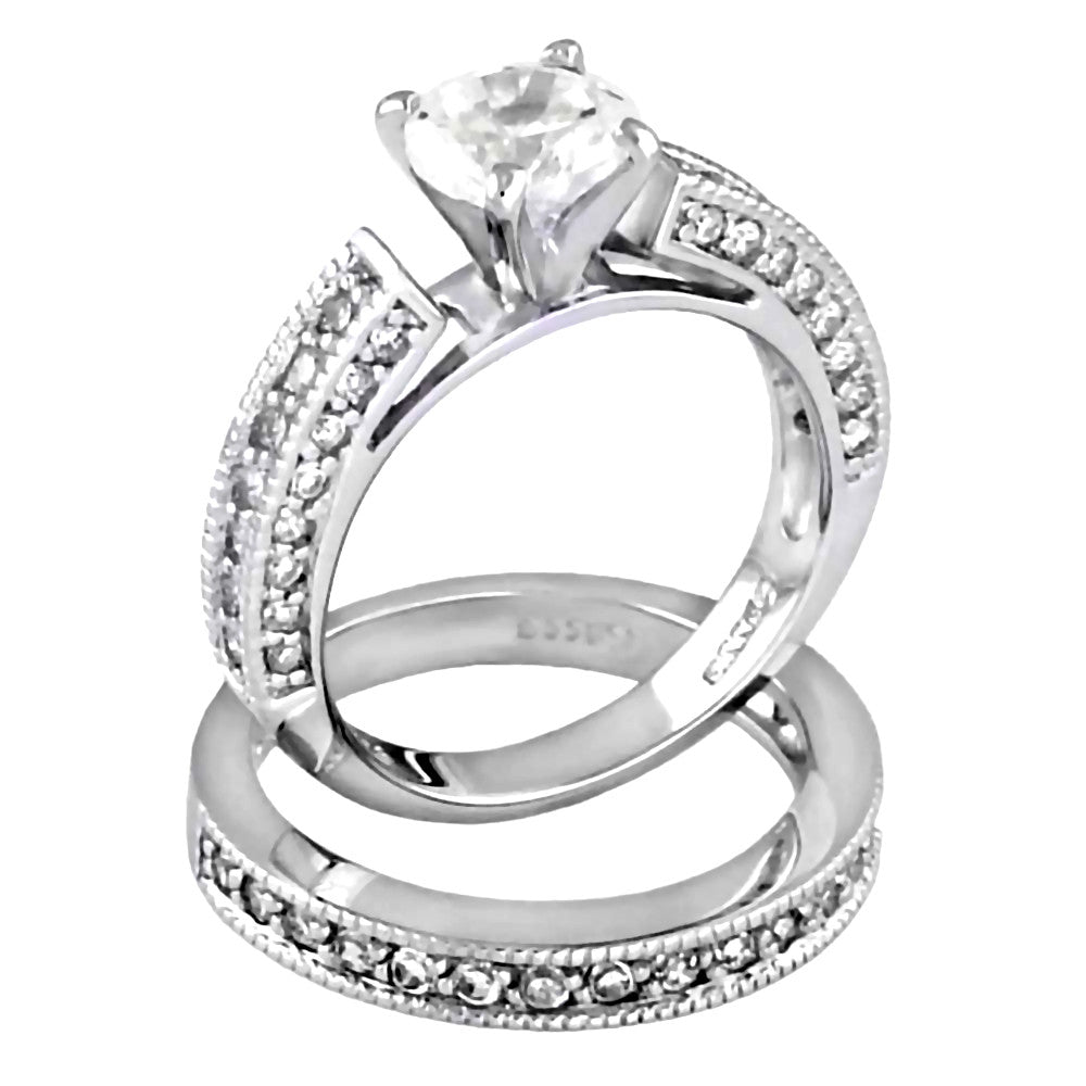 Deanna: 2.4ct Russian Ice on Fire Diamond CZ Bridal Wedding Ring Set - 1000Jewels.com