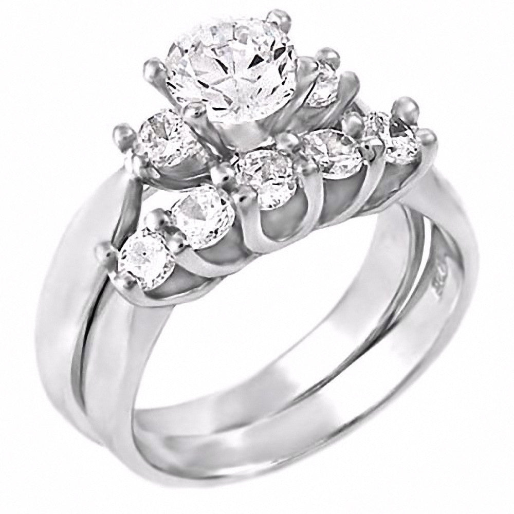 Sterling Silver CZ 2 Piece Wedding Ring Set Stone Fancy Engagement:  16769248886835