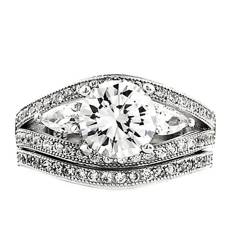 Makita: Elegant 3.29c Russian Ice Diamond CZ 2 Piece Wedding Ring Set - 1000Jewels.com