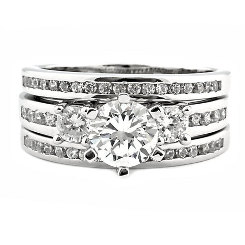 Lakoda 3: Stunning 1.58c Russian Ice Diamond CZ 3 Pc Wedding Ring Set - 1000Jewels.com