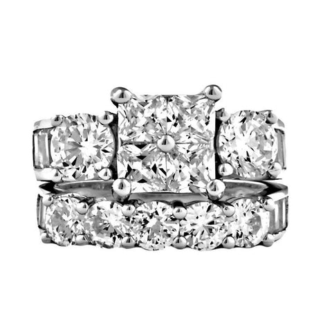 Vanessa: 8.15ct Ice on Fire CZ 2 Piece Wedding Ring Set Sterling Silver - 1000Jewels.com