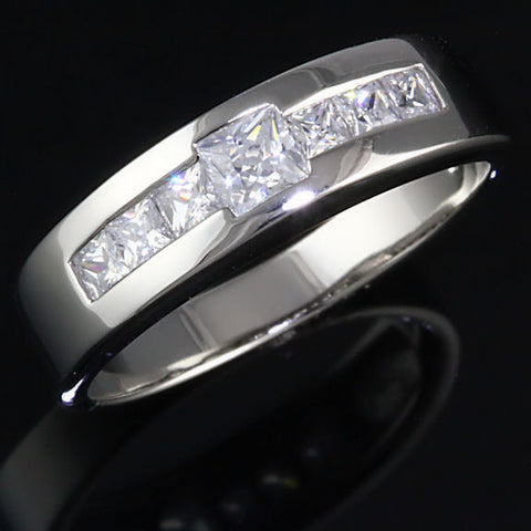 Dallas: Mens 0.7ct Ice on Fire Russian CZ Channel Band Ring - 1000Jewels.com