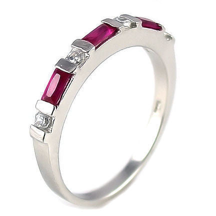 Loretta: 0.72ct Burmese Ruby & Ice on Fire CZ Stackable Band Ring - 1000Jewels.com