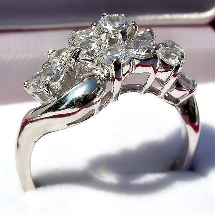 Vidonia: 1.4ct Russian Ice CZ Waterfall Cluster Bypass Ring - 1000Jewels.com