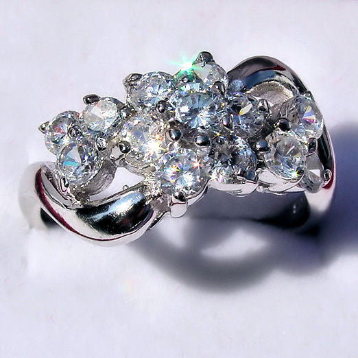 Vidonia: 1.4ct Russian Ice CZ Waterfall Cluster Bypass Ring - 1000Jewels.com