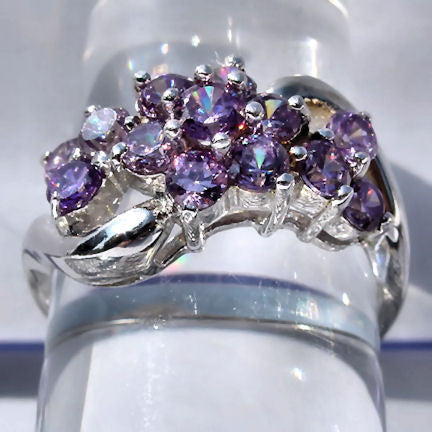 Kiana: 1.4ct Amethyst Ice CZ Waterfall Cluster Bypass Ring - 1000Jewels.com