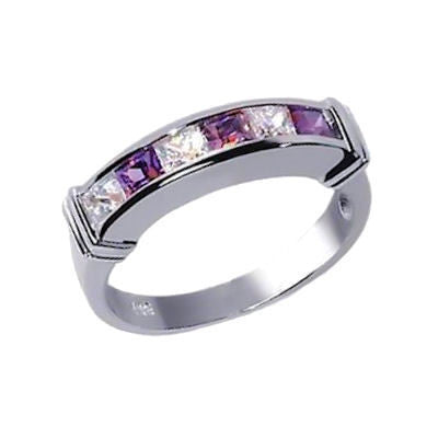 Amadora: 1.05ct Amethyst & Ice on Fire CZ Channel Band Ring - 1000Jewels.com