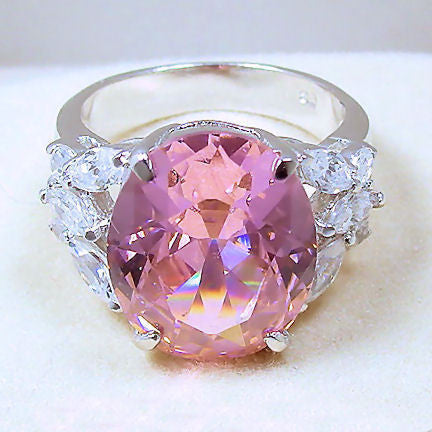 Krystal: 9.0ct Pink Sapphire & Russian Ice CZ Cocktail Ring - 1000Jewels.com