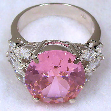 Krystal: 9.0ct Pink Sapphire & Russian Ice CZ Cocktail Ring - 1000Jewels.com