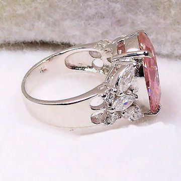 Krystal: 9.0ct Pink Sapphire & Russian Ice CZ Cocktail Ring - 1000Jewels.com