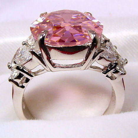 Krystal: 9.0ct Pink Sapphire & Russian Ice CZ Cocktail Ring - 1000Jewels.com