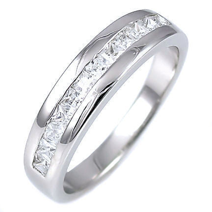 Mariah: 0.60ct Princess Cut Ice on Fire CZ Semi-Eternity Band Ring - 1000Jewels.com