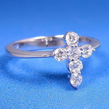 Hannah: Russian Ice CZ Cross Symbol Friendship Promise Ring 925 Silver - 1000Jewels.com