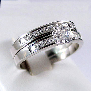 Kalia: 1.65ct Princess Cut Ice on Fire Russian CZ Wedding Ring Set - 1000Jewels.com