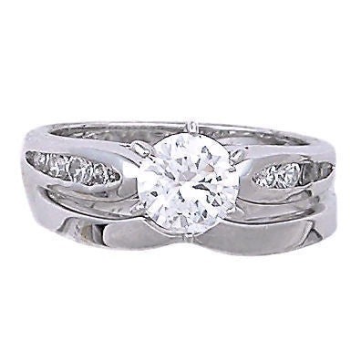 Beverly: 1.24ct Ice on Fire CZ V Notched Wedding Ring Set - 1000Jewels.com