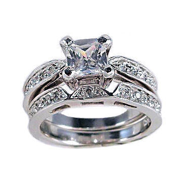 Richelle: 2.03ct Princess Cut Russian Ice CZ Wedding Ring Set - 1000Jewels.com