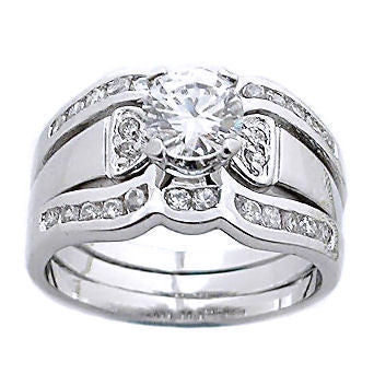 Serena: 1.7ct 2 Tone Platinum Finish Russian CZ Wedding Ring Set - 1000Jewels.com