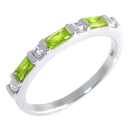 Loretta: 0.72ct Green Peridot & Ice on Fire CZ Stackable Band Ring - 1000Jewels.com